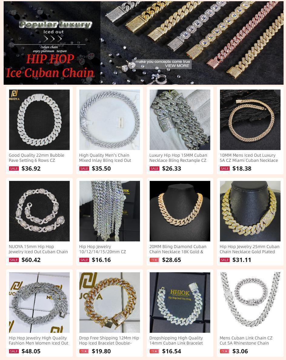 Hip Hop Jewelry 25mm 6 Rows Cuban Chain Necklace Gold Plated Iced Out Cz Prong Necklace Thick Cuban Link Chain For Men Gift