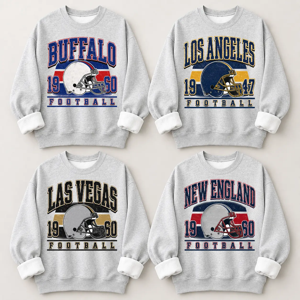 Vintage Football Sweatshirt, Buffalo Los Angeles Las Vegas New England Graphic Crewneck, Retro Football Pullover, Unisex Sports Sweatshirt