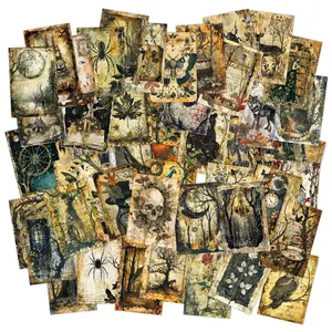 50 Vintage Forest Witch Gothic Animal Postcards, Dark Academy Style, Halloween Crafts, Scrapbooking, Collage, Card Making, 3.94x5.91 Inches