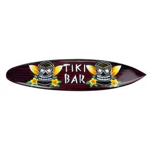 Bring island vibes home! 39.5" Wooden Tiki Bar Surfboard Wall Decor—Perfect for your game room, beach house, patio, or party. Add tropical fun instantly!