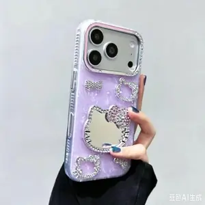 Shell-Patterned KT Cat Mirror Case For iPhone 17 16 15 14 13 12 Pro Max New Fashionable and Luxurious Design for Women