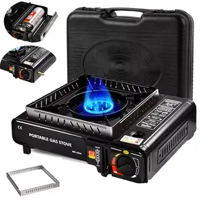 Outdoor Camping Butane Burner Stove, Portable Stove with Safety Lock & Piezoelectric Ignition, Energy Efficient with Overvoltage Protection, Ideal for Hiking, Barbecue, Korean Kitchen