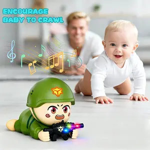 「New Must-Have Toy」Light-Up Crawling Soldier with Music, Infrared Sensing & Auto-Steering – For 0-6Y Kids, Pet Companion, Black Friday Deal!