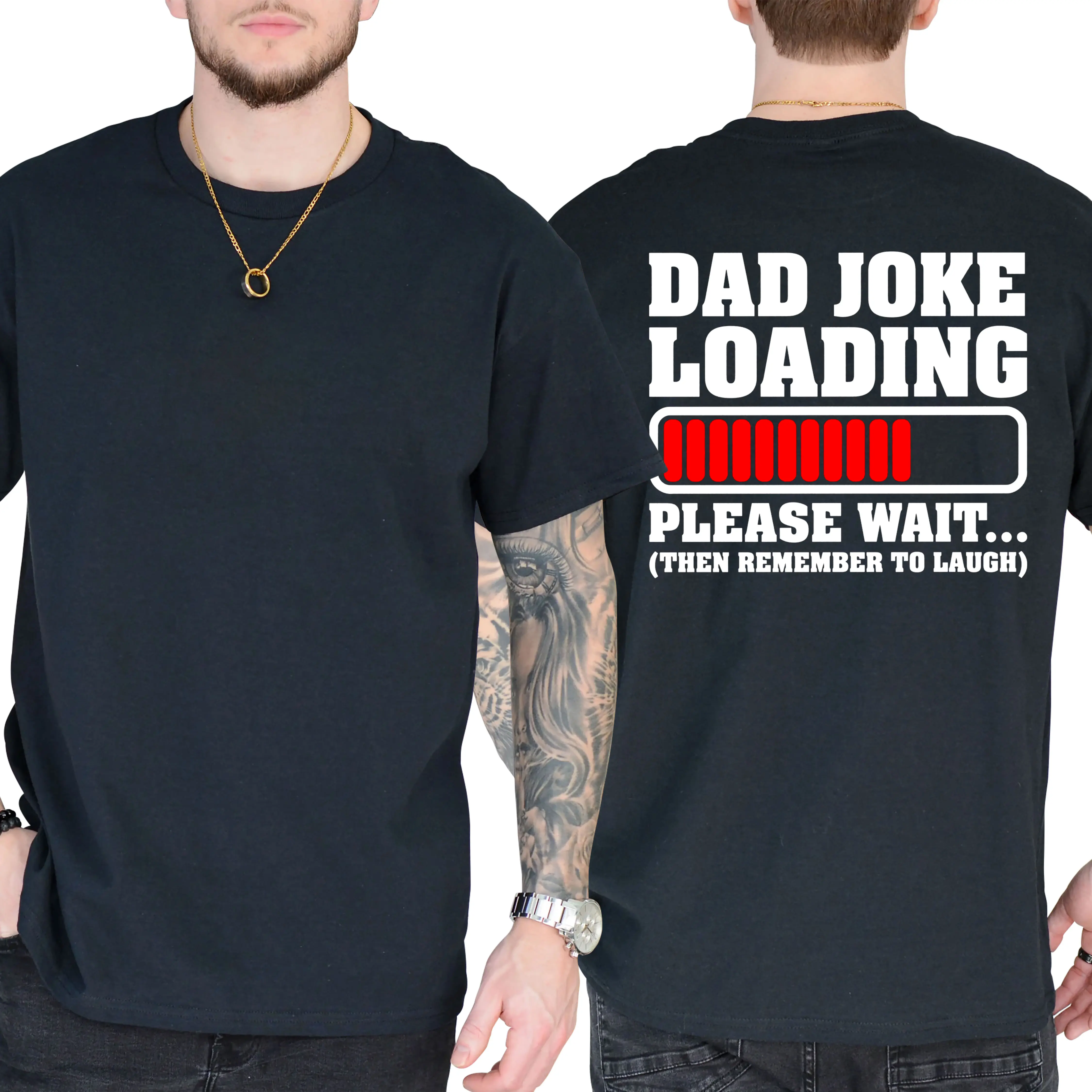 Dad Joke Loading T-Shirt, Short Sleeve Printed Graphic Shirt, Daily Casual Cotton Menswear