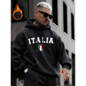 Black Regular-Fit Italia Hoodie — Classic Italian-Themed Streetwear! Crisp White Typography, Italy Flag Shield Emblem & Cozy Fleece Fabric For Urban Cool. Perfect For Casual Layering Or Statement Loungewear.