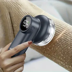 Rechargeable Electric Lint Remover Fabric Shaver - Digital Display, 6-Leaf Blades & Safety Lock, 3-Speed Defuzzer for Removing Fuzz/Pills From Clothes, Garments, Furniture & Sofa