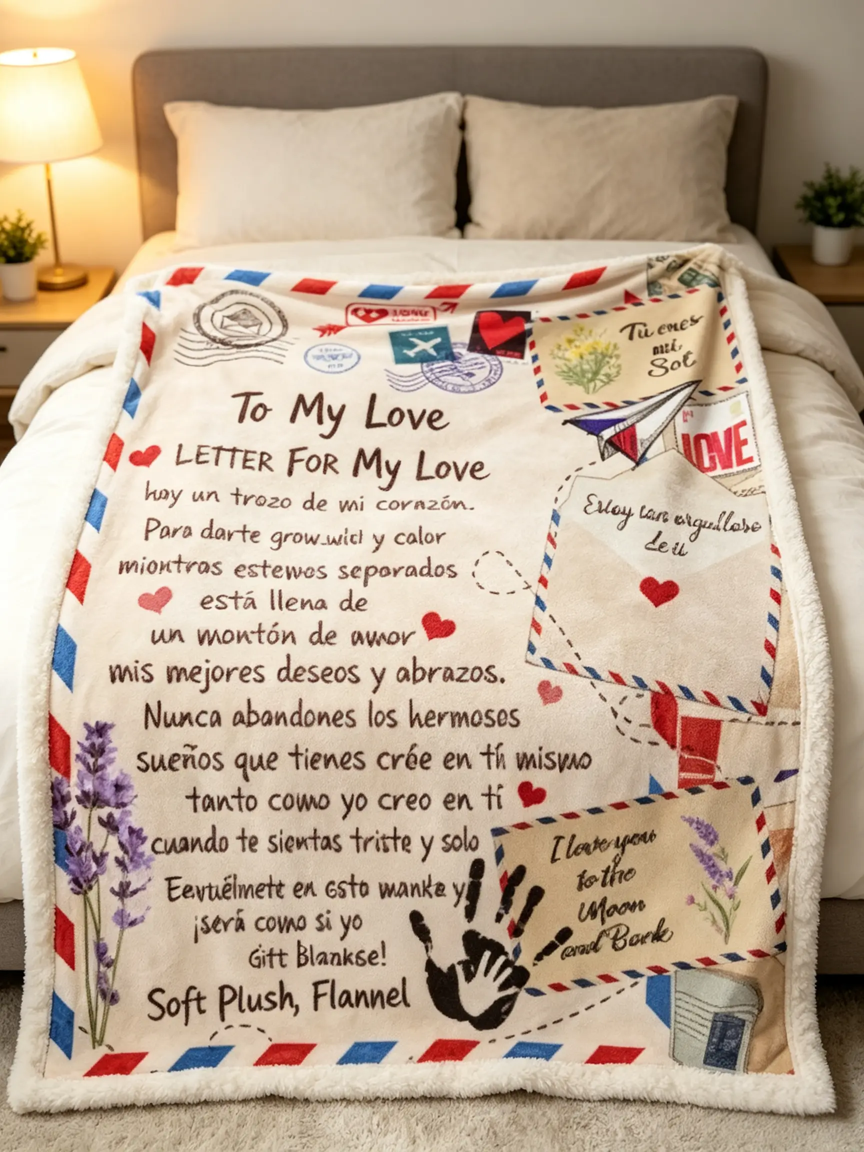 Girls Boys Women 11.99$, A Letter to My Daughter Soft Throw Blanket Cozy Spanish Alphabet Heart Design, High-quality Thick Flannel Blanket, Super Soft Air Conditioning Cover Blanket, Office Sleeping Nap red flat velvet blanket custom name