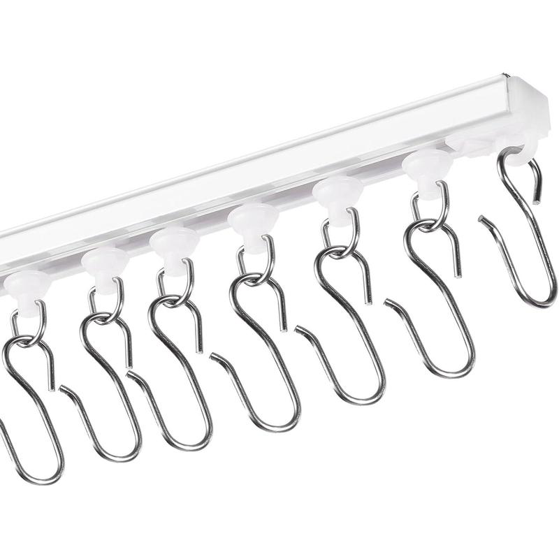 VEVOR Ceiling Curtain Track Set, 9.9 FT/3 Meter, Self Adhesive, No Drill Ceiling Track System for Curtains, Room Divider Curtain Track Ceiling Mounted for Living Room with Hooks and Hardware, White