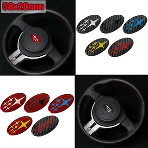 58mm Carbon Fiber Car Steering Wheel Emblem Sticker for Subaru Forester Outback Impreza Legacy STI WRX BRZ Tribeca Accessories