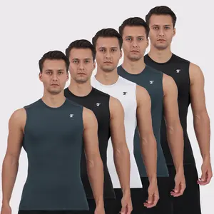 5 Pack Men's Athletic Compression Shirts Sleeveless Workout Tank Top Sports Base Layer Running Basketball