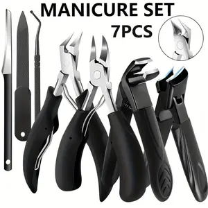 7PCS Toenail  Set for Thick & Ingrown Nails – Heavy Duty Wide Jaw Nail , Sharp Stainless Steel Manicure Pedicure Nail Care Kit Curved Clippers summervibes trimming toenail clipper