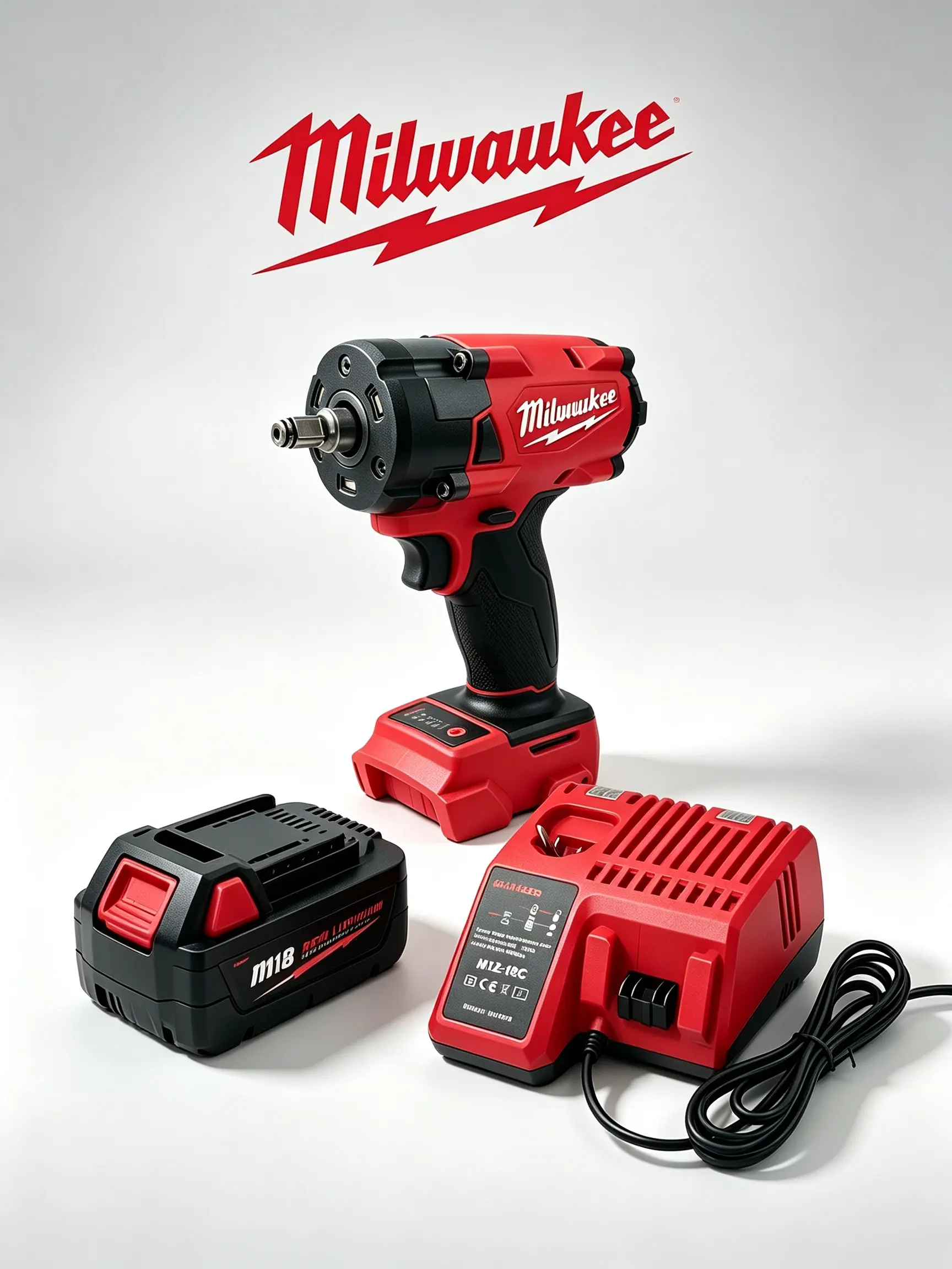 Milwaukee M18 FIW212 18V 3/8 Inch Cordless Impact Wrench, Max 300N.m Torque, 0-3200 IPM Impact Rate 0-2800 RPM No Load Speed, Battery Powered Compact Impact Gun for Auto Repair Mechanical Maintenance Bolts Removal tools car complete set
