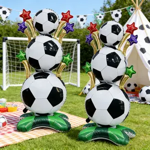 2Pcs Big 62" Standing Football Pile Aluminum Balloon Football Trophy Decor Balloon Suitable for Sports Meeting Birthday Graduation New Year Party