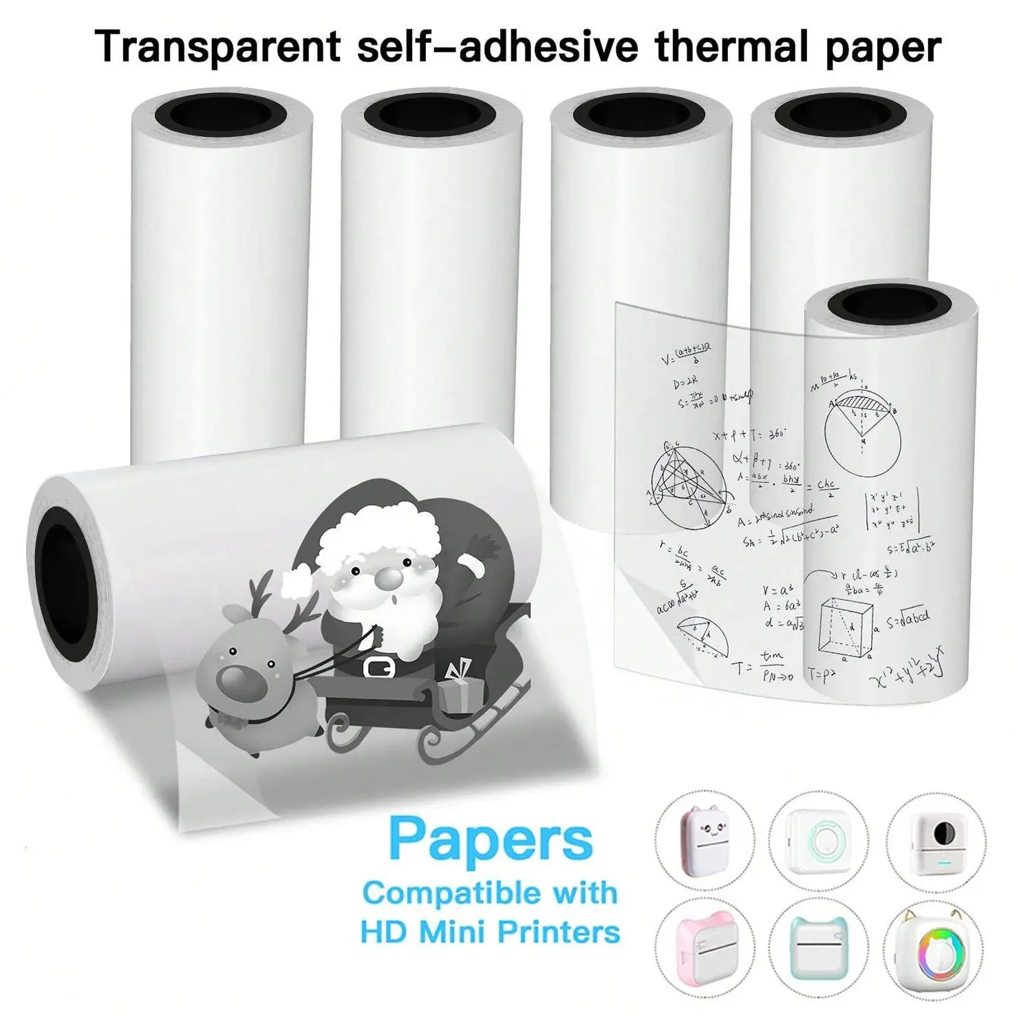 Transparent Thermal Printing Paper, 2/3/6 Counts Clear Mini Printing Paper, Self Adhesive Label Paper for Portable Wireless Mini Printer