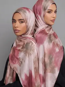 Women's Bohemian Floral Print Layered Hijab Headscarf, Sun Protection Multicolor Scarf, Elegant Versatile Shawl, Breathable Soft Fashion Long Wrap