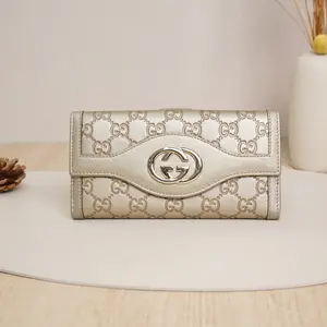 Pre-owned GUCCI Leather Small Leather Goods Long Wallet DS20142 A124