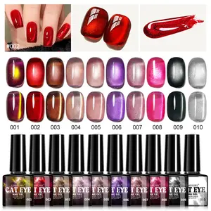 LIMEGIRL 3D Magnetic Cat Eye Gel Polish Nail Art 10 Vibrant Colors Long Lasting UV LED Soak Off Formula for DIY Salon Use Christmas Gifts