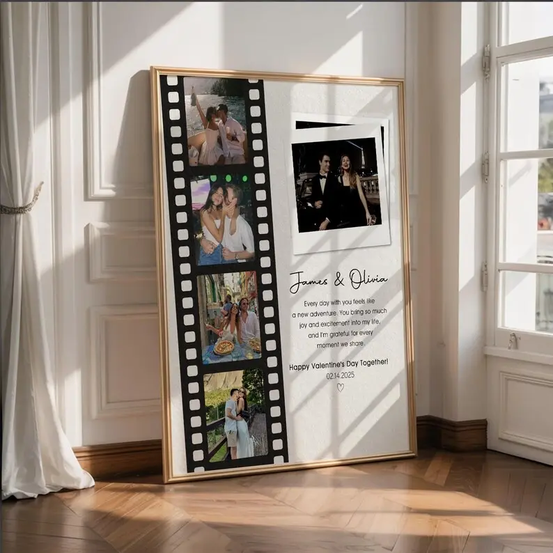 Personalized Valentines Day Gift For Boyfriend, Custom Photo Collage Gifts For Him, Custom Film Photo