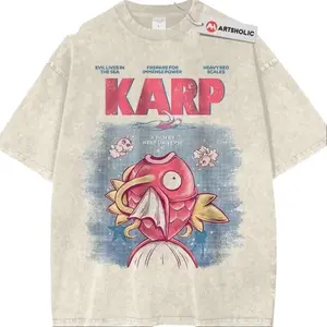 Jaws x Magikarp Shirt, PKM Shirt, Karp Parody Graphic T-Shirt, Karp Movie Style Shirt, Funny Cartoon Fish Graphic T-Shirt Unisex
