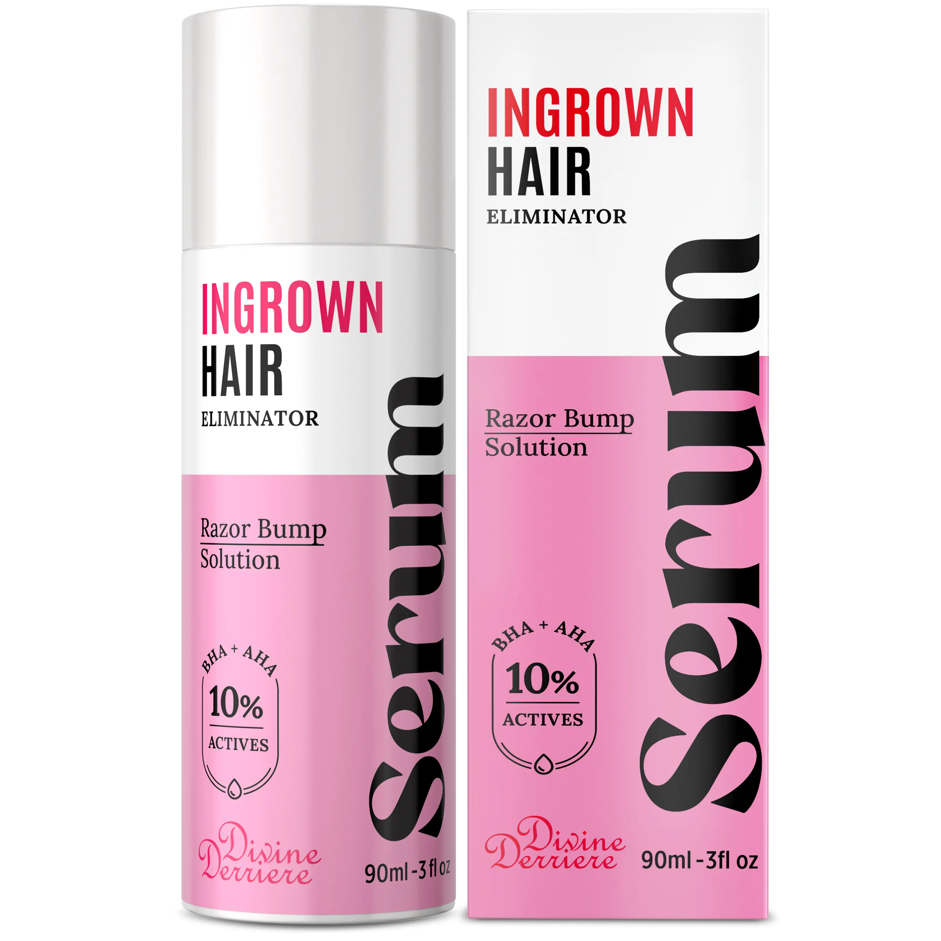 Divine Derriere Ingrown Hair Treatment 90ml - Razor Bump Solution with BHA AHA 10% Actives for Smooth Skin Post Waxing for ingrown hairs, razor bumps and razor burns Daily Body Care Post Wax Waxing