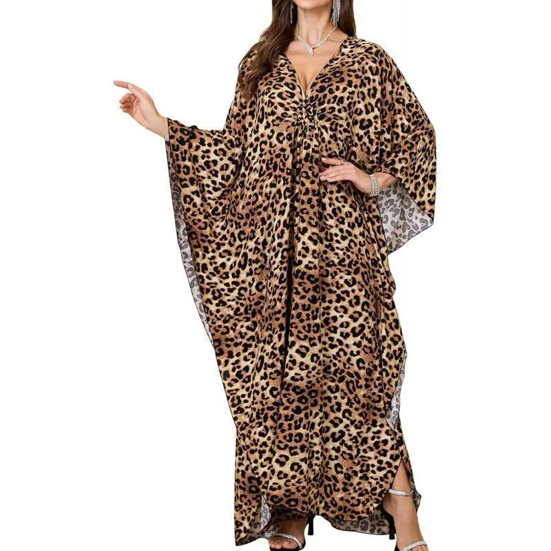 Women's Plus Size Kaftan Dress V-Neck Batwing Sleeves Summer Floral Print Beach Cover Up Soft Lightweight Fabric Suitable for Beach Trips Vacations Pool Days Casual Outings Comfortable Loose Fit Women's Plus Size Kaftan Dress V-Neck Batwing Sleeves Summer Floral Print Beach Cover Up Soft Lightweight Fabric Suitable for Beach Trips Vacations Pool Days Casual Outings Comfortable Loose Fit