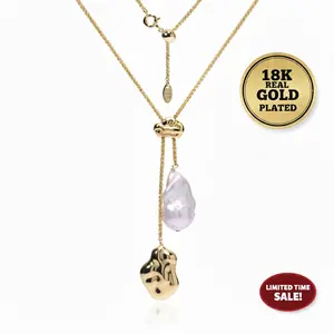 18K Gold Plated Baroque Pearl Necklace Pendant Irregular AAA Freshwater Pearl Jewelry for Women Elegant Gift for Anniversary Wedding or Christmas