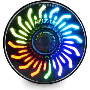 5-3/4" Motorcycle Headlight with RGB Chrysanthemum Petal DRL, Compatible with Iron 883, Sportster, Dyna Models