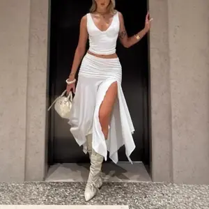 Women's semi-transparent swimsuit cover-up summer slit thigh-high maxi dress swimsuit cover-up 2025