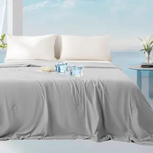 Summer Comforter Full  Size Bed Grey, Cooling Bedding Blanket for Hot Sleeper Night Sweats, Double Sided Real Ice Cold Q-Max 0.5 Spandex Fabric, Ultra-Soft Lightweight Cool Thin Quilt