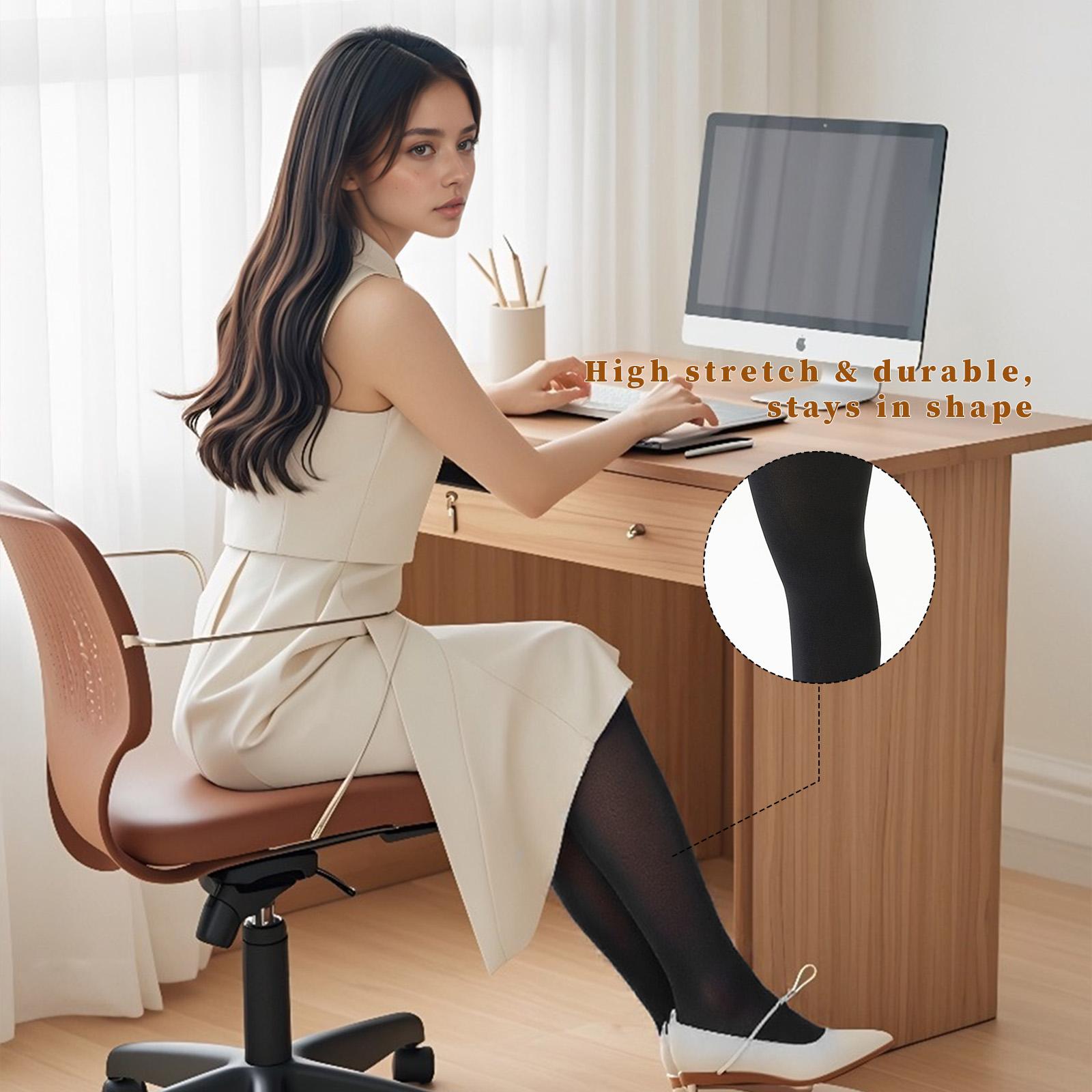 Women’s 400D Fleece Lined Tights 2 Pack – Thick Thermal Pantyhose, Warm Winter Leggings, Black S/M Slim Fit Womenswear