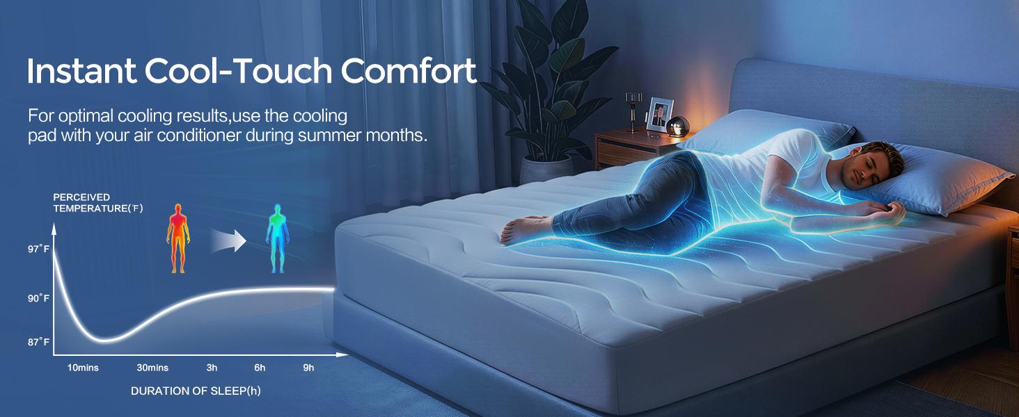 EASELAND Cooling Mattress Pad – For Hot Sleepers, Pillow Top Cover, Quilted Fitted Protector, Breathable Topper with 8-21" Deep Pocket, Perfect for Bedroom & Home