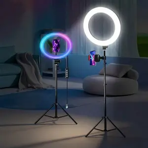 12" RGB Ring Light with 63" Tripod Stand – 3 CCT Modes & 39 Color Modes Selfie Light – 2-in-1 LED Ring Light for Makeup, Live Streaming, March Madness, Spring Break, World Cup