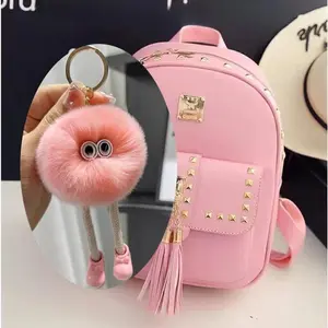 Korean Ins Style Cute Faux Fur Coal Ball Keychain Plush Car Bag Charm Pendant Gift for Friends Girls Women outdoorfun