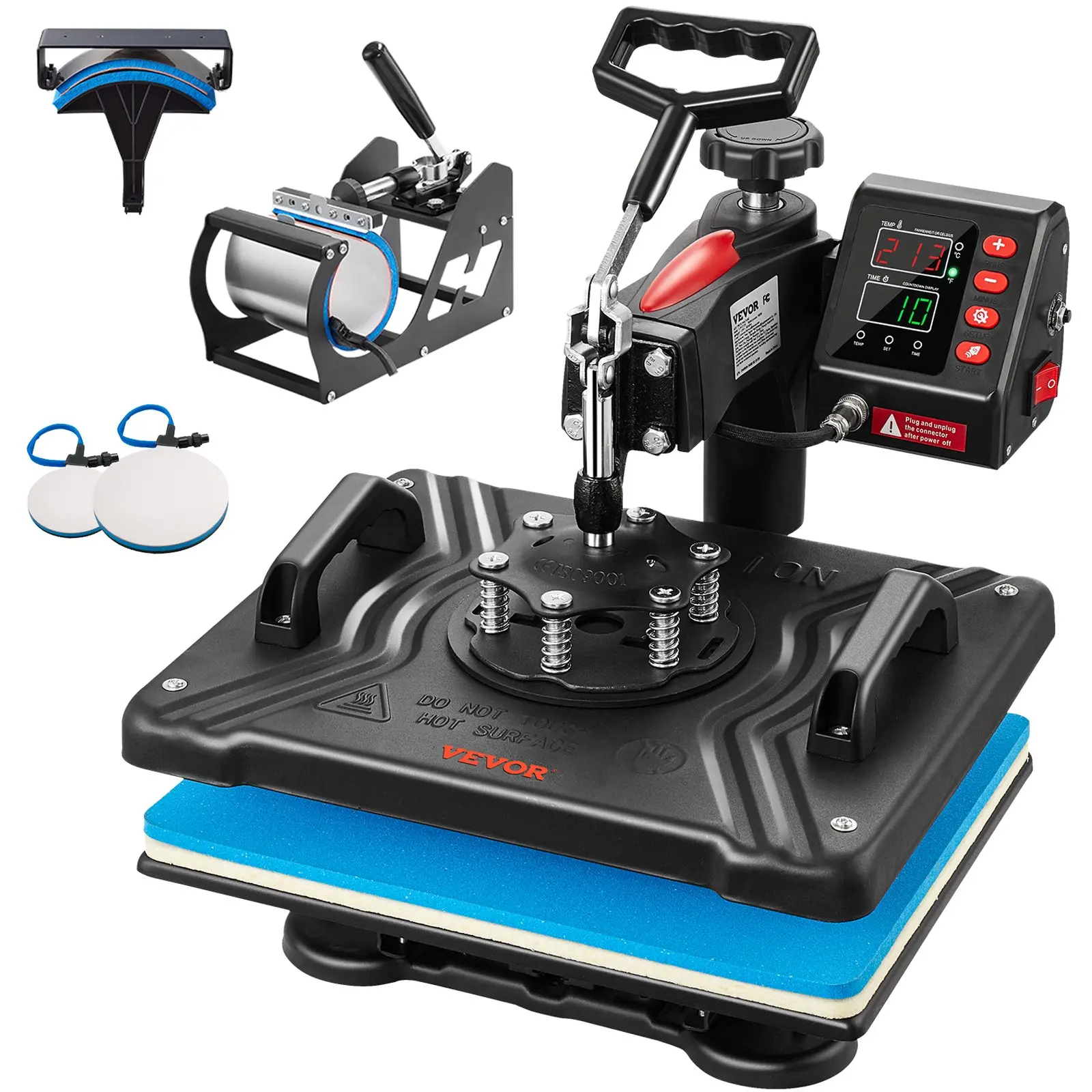 【Summerfinds】VEVOR 5-in-1 12x15 in Platen Press, 900W Digital Precise Temp Control, 360° Swing-Away Clamshell Sublimation Printer, Fast Heat-Up, Stable Operation, 2 Heat Insulation Pads, Teflon-Coated Plate for Caps, Various Surfaces, DIY Crafters