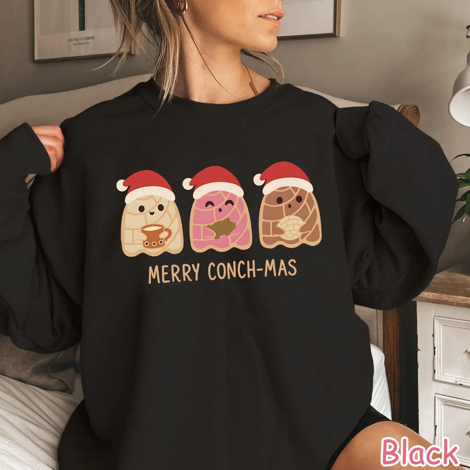 Merry Conch-mas Sweatshirt, Cute Conchas Shirt, Funny Conchas Crewneck Sweatshirt, Concha Lovers Gift, Mexican Food Lover Shirt