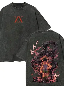 Hunter x Hunter Gon Freecss Graphic T-Shirt, Vintage Washed Distressed Oversized Anime Tee, Retro Dark Awakening Power Streetwear Top for Men Women, Anime Lover & HxH Fan Gift Shirt