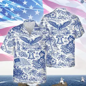 America 250 Hawaiian Shirt 1776–2026, Vintage Patriotic Shirt, 250 Years of America Celebration Button Down