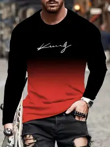 Men's T-shirt with letter prints, super cool casual long-sleeved T-shirt, comfortable and versatile, best-selling men's clothing