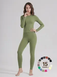 Women's High-Waisted 25‘’ Inseam Sporty Leggings Set Long Sleeve Top & Yoga Pants Elastic Fabric Comfortable Fit Ideal for Gym & Daily Wear Leggings Womens Leggings fyp outdoorfun, Workout Running Clothes Spandex For Gym Try it