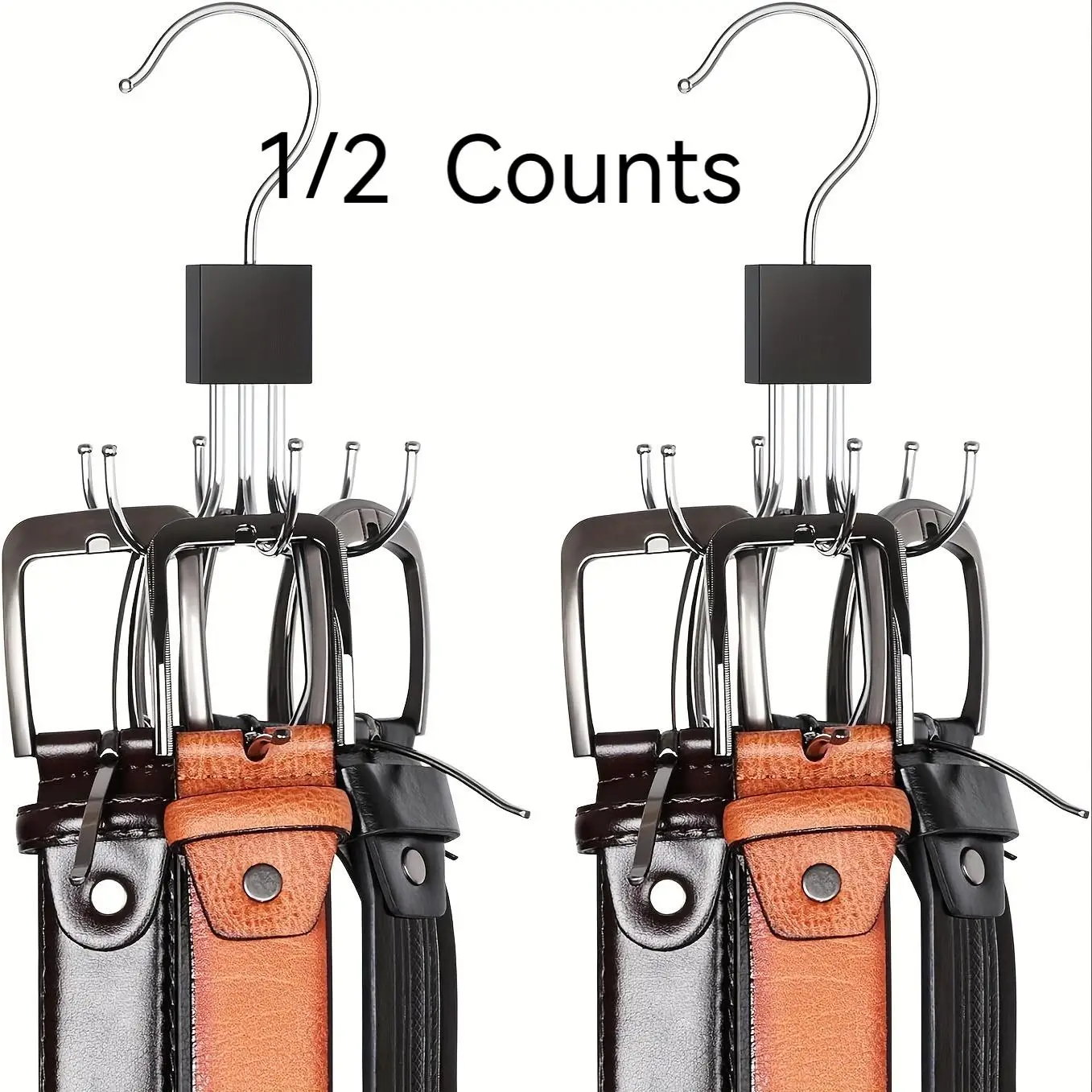 Belt Hanger, 1/2 Counts 360° Rotating Belt Hanger, Durable Belt Storage Rack, Home Organizer for Belts, Scarves, Ties, Tank Tops, Bras