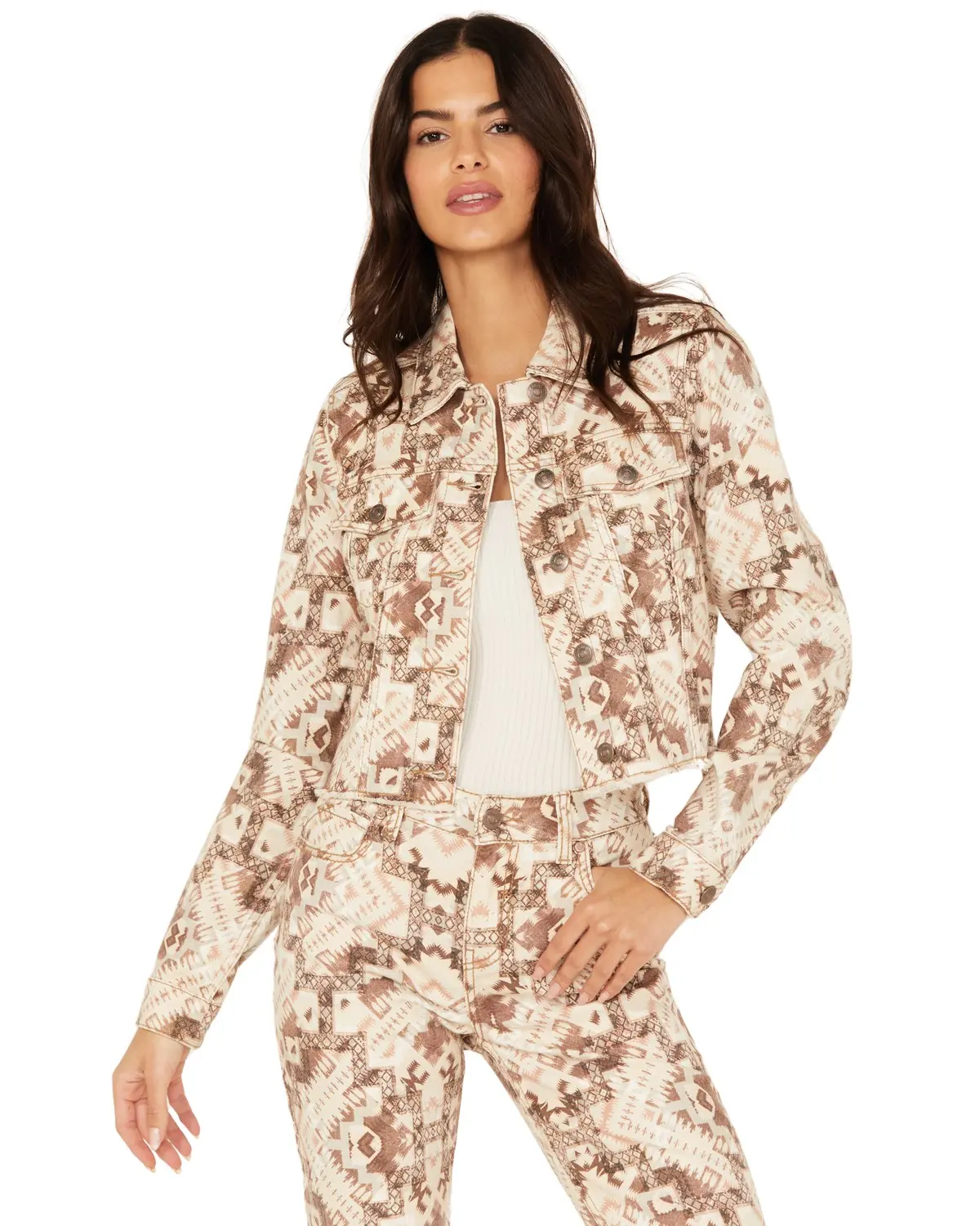 Shyanne Women's Women'S Southwestern Printed Cropped Jacket - Swfa23o27