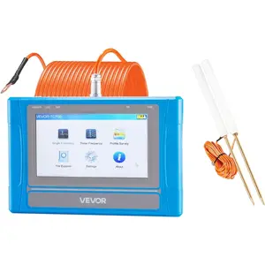 VEVOR Underground Water Detector, Up to 492ft (150m) Pro Underground Water Detection Locator, 7" Touchscreen Auto Mapping Well Detector Explorer with Multi-Frequency Measurement, 8GB Card, Carry Case