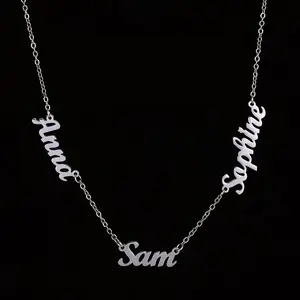 Multiple Names Custom Cut Necklace Personalized Gift Stainless Steel Letter Necklace For Mother's Day Anniversary Valentine's Day