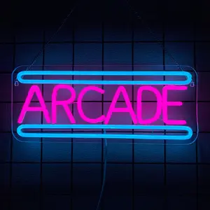 Arcade Neon Light Sign LED USB Powered, Retro Ghost Arcade Game Room Neon Lighted Sign for Gaming Room Wall Decor Man Cave for Bedroom Baseroom Decorations, Neon Signs