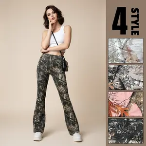 Camo Flare Yoga Pants for Women Wide Leg Crossover High Waisted Camo Bootcut Workout Flared Leggings Casual Comfy Fall Active Wear Gym Gift for Her Mom Christmas Gift