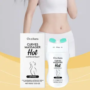 3 Pack OCEAURA Massager Hot Cream with Built-in Roller | 2-in-1 Lifting Body Massager with Coffee Extract | 100g Firming Cream for Skin Tightening & Deep Hydration, Visibly Smooths Skin Texture, Suitable for All Skin Types