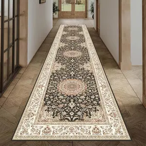 1pc European Bohemian Style Runner Rug for Hallway or Corridor. Machine Washable Kitchen Entryway Mat, Soft and Comfortable Bedside Runner Rug for Bedroom