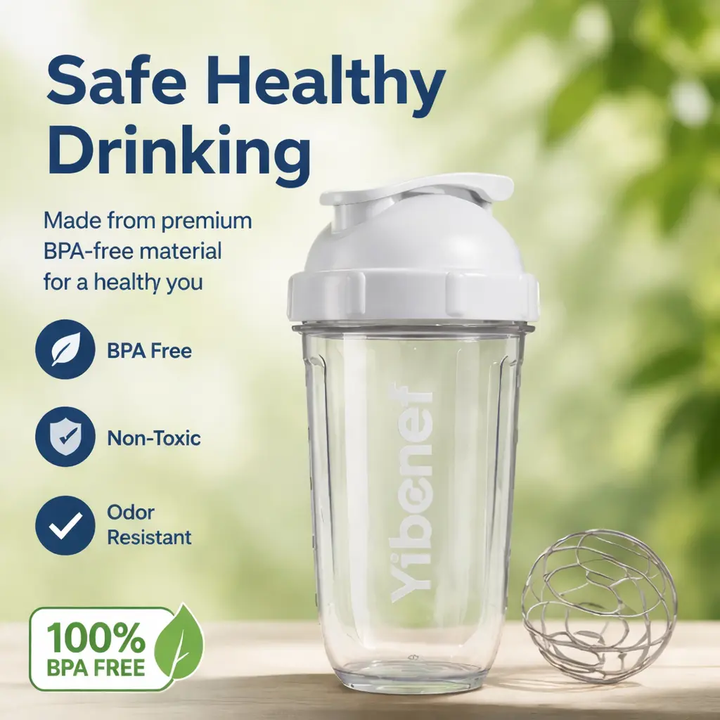 Yibenef Shaker Bottle with mixing ball | Leak-proof, Reusable,Stylish Cup | Fitness Essential | Clump-Free Mixing for Protein Shakes,Smoothies & Supplements