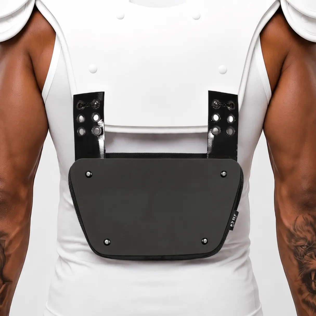 Basic Black Unbranded SLF Football Back Plate for Adults with Foam Cushion Impact Protection & Easy Installation - Training Equipment