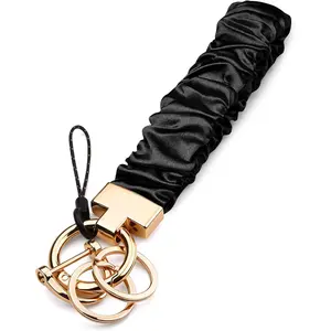 Scrunchie Keychain Wristlet, Cute Stretch Key Chain for Women, Wrist Lanyard for Car Keys Wallet, Gym & Travel